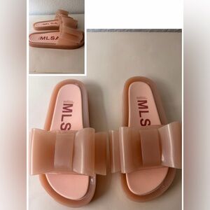 NWOT Melissa Babe Soft Bow Slides | Light Pink Designer Jelly Sandals